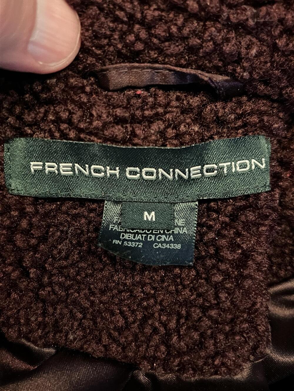 French Connection Coat Womens Medium Red Faux Fur Snap Front Lined Overcoat - Picture 8 of 10